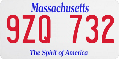 MA license plate 9ZQ732