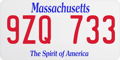 MA license plate 9ZQ733