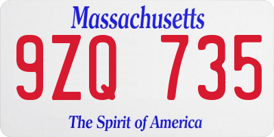 MA license plate 9ZQ735