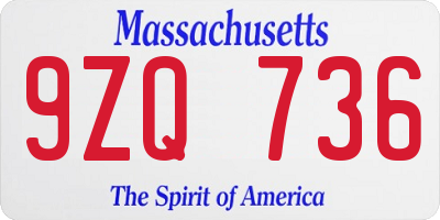 MA license plate 9ZQ736