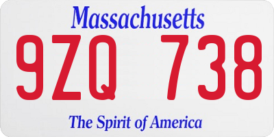 MA license plate 9ZQ738