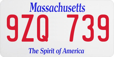 MA license plate 9ZQ739