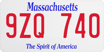 MA license plate 9ZQ740