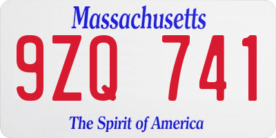 MA license plate 9ZQ741