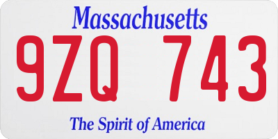 MA license plate 9ZQ743