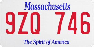 MA license plate 9ZQ746