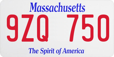 MA license plate 9ZQ750