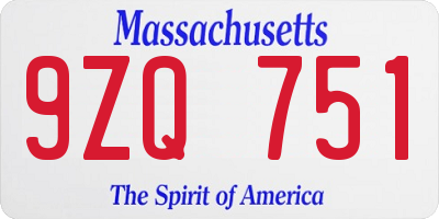 MA license plate 9ZQ751