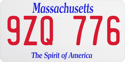 MA license plate 9ZQ776