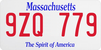 MA license plate 9ZQ779