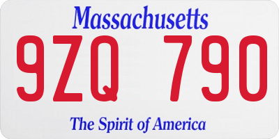 MA license plate 9ZQ790