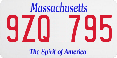 MA license plate 9ZQ795