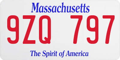 MA license plate 9ZQ797