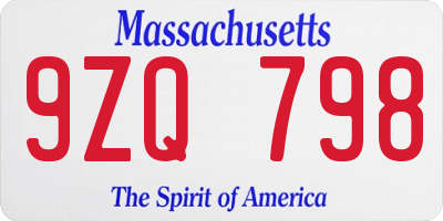 MA license plate 9ZQ798