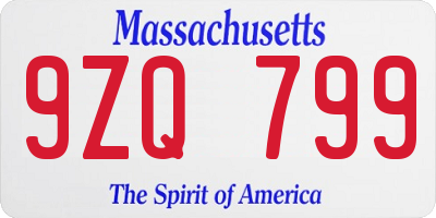 MA license plate 9ZQ799