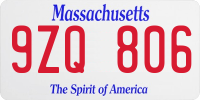 MA license plate 9ZQ806