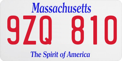 MA license plate 9ZQ810