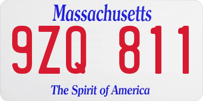 MA license plate 9ZQ811