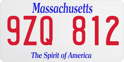 MA license plate 9ZQ812