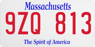 MA license plate 9ZQ813