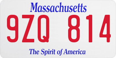 MA license plate 9ZQ814