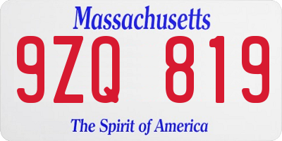 MA license plate 9ZQ819