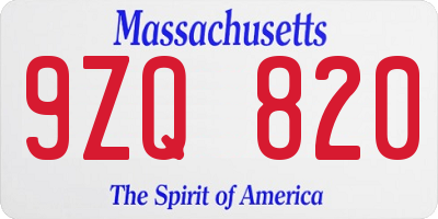 MA license plate 9ZQ820