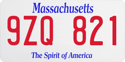 MA license plate 9ZQ821