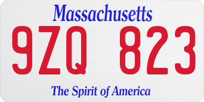 MA license plate 9ZQ823
