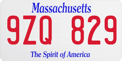MA license plate 9ZQ829