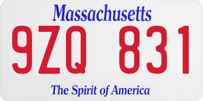 MA license plate 9ZQ831