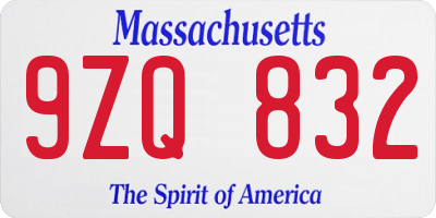 MA license plate 9ZQ832