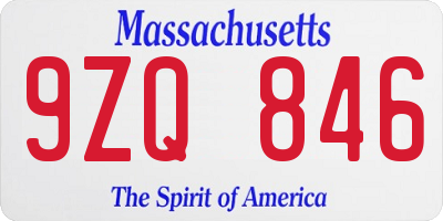 MA license plate 9ZQ846