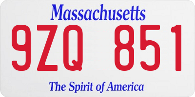 MA license plate 9ZQ851