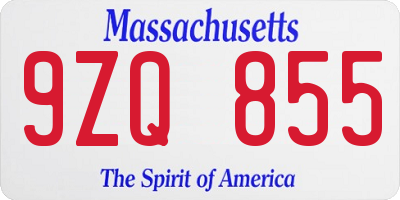 MA license plate 9ZQ855