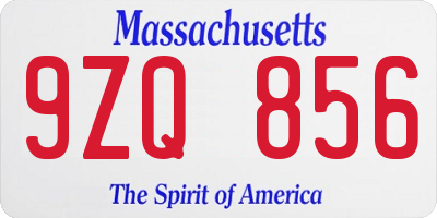 MA license plate 9ZQ856