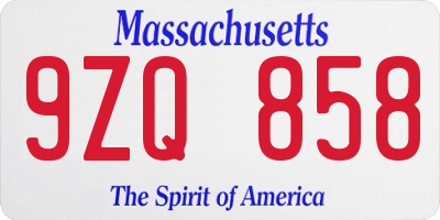 MA license plate 9ZQ858