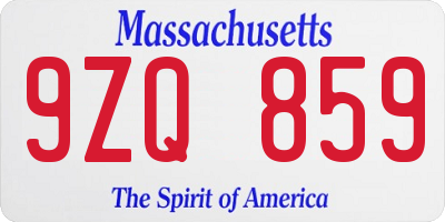 MA license plate 9ZQ859