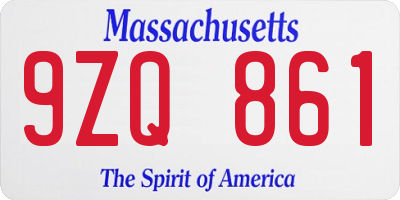 MA license plate 9ZQ861