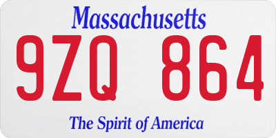 MA license plate 9ZQ864