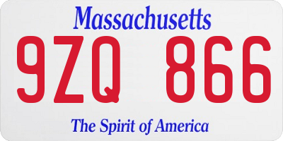 MA license plate 9ZQ866