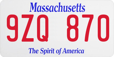 MA license plate 9ZQ870