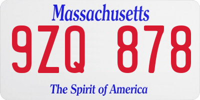 MA license plate 9ZQ878