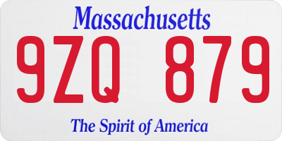 MA license plate 9ZQ879