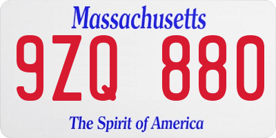 MA license plate 9ZQ880