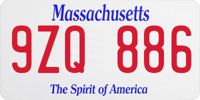 MA license plate 9ZQ886