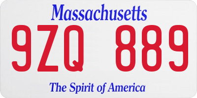MA license plate 9ZQ889