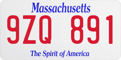 MA license plate 9ZQ891