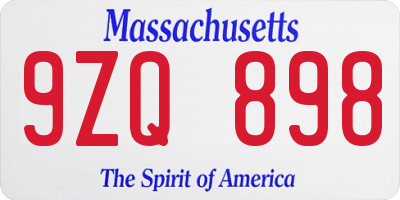 MA license plate 9ZQ898