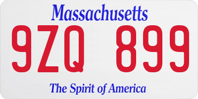 MA license plate 9ZQ899